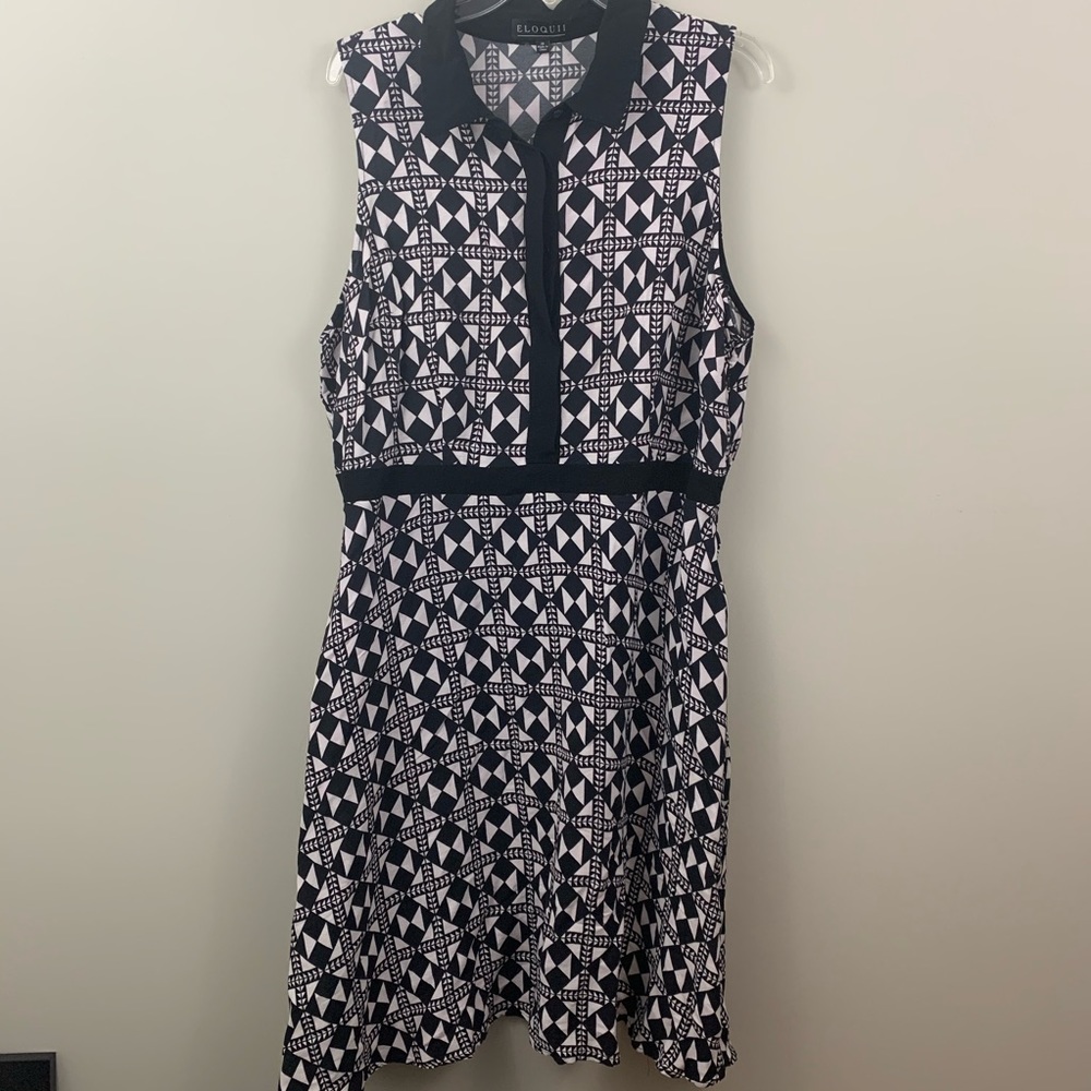 Eloquii dress- black white geometric pattern